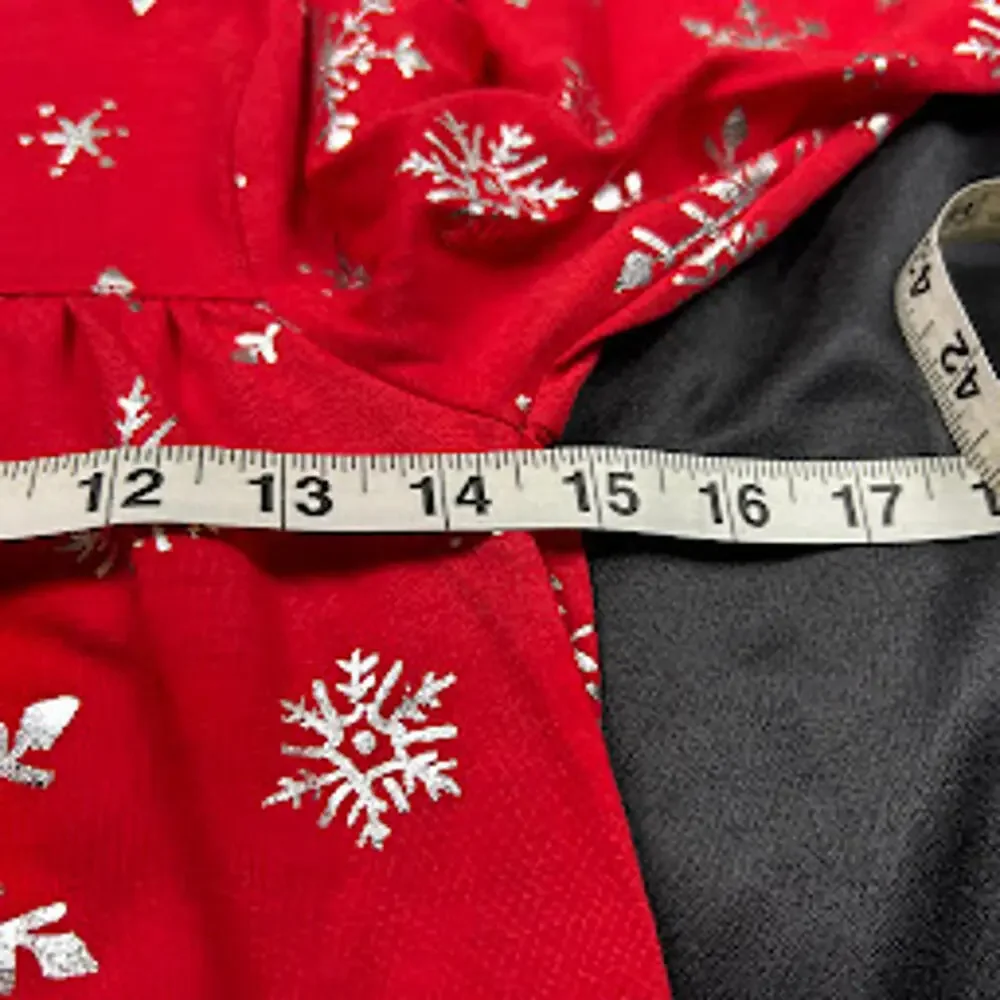 OshKosh B’gosh GIRLS Red Snowflake Long Sleeve Nightgown‎ Size 8Y